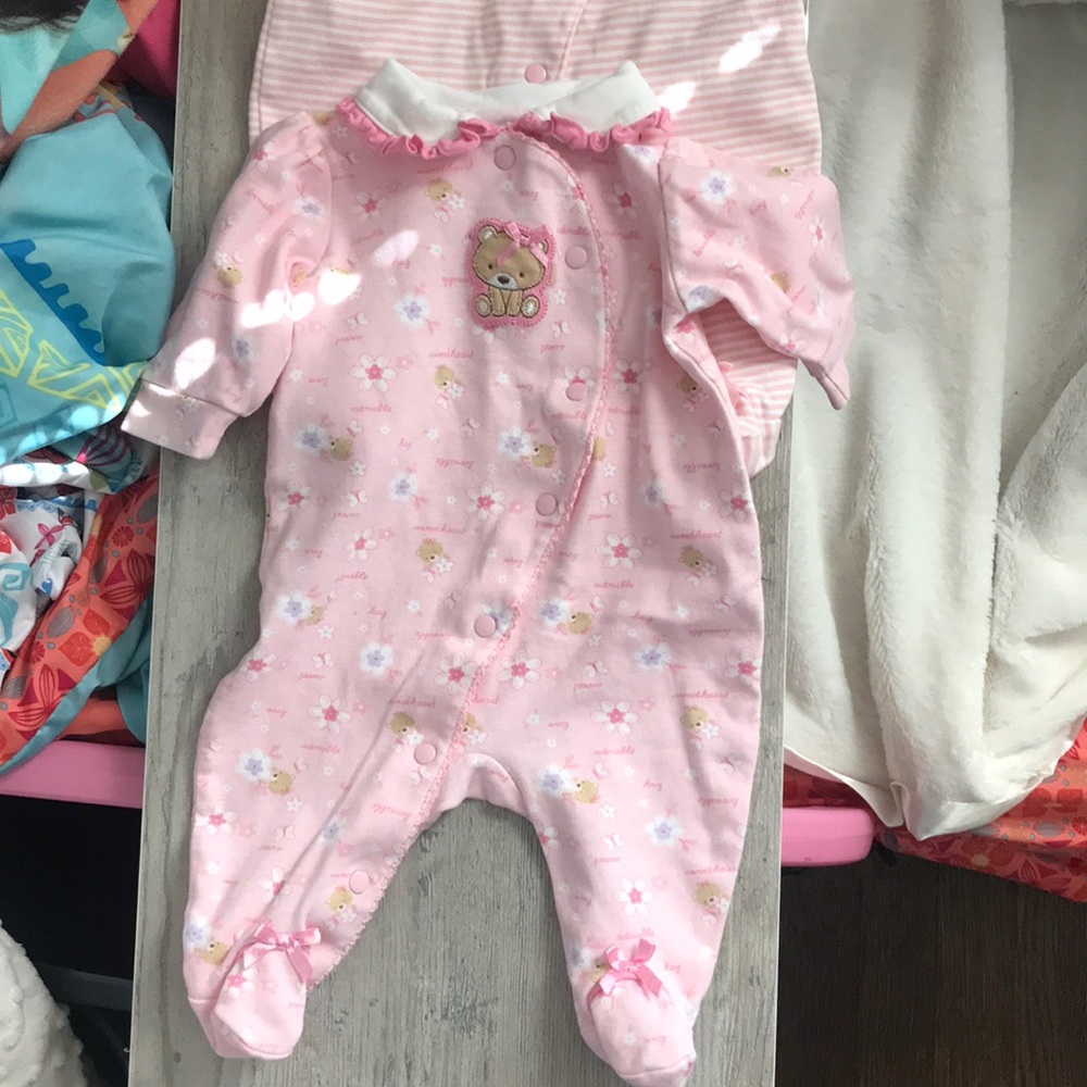 2 Teddy bear Okie dokie footie pajamas